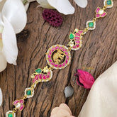Vriksham Precious Elephant Peacock Kundan Jadau Sheeshphool-Red Green & White-J2767